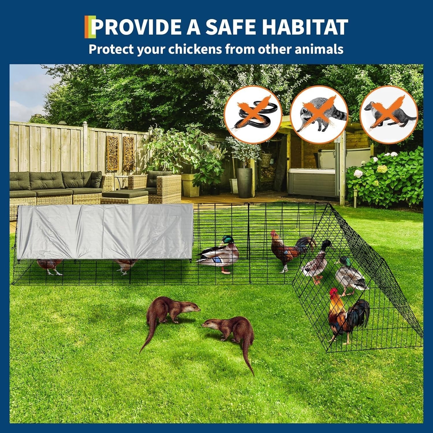Large Metal Chicken Coop Run Portable Tractor Waterproof Cover