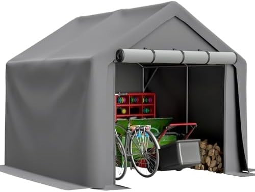 Outdoor Garden Storage Tent 8x8FT Waterproof Steel Frame Grey