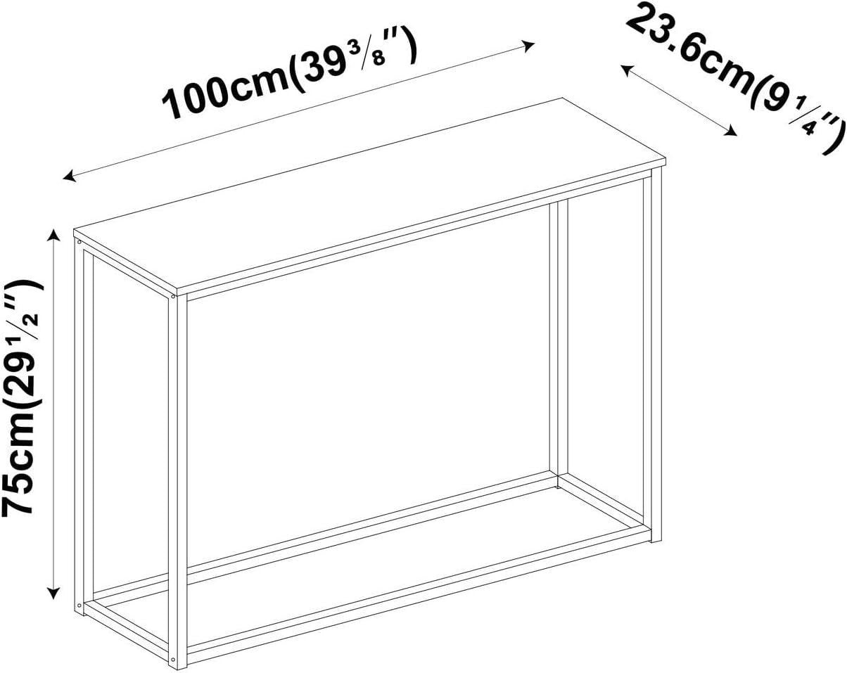 Slim Wooden Hallway Console Table with Metal Legs - 24D x 100W x 75H cm
