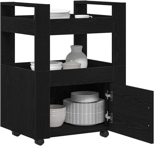 Kitchen Trolley Storage Cart Rolling Utility Cabinet Wood with Wheels