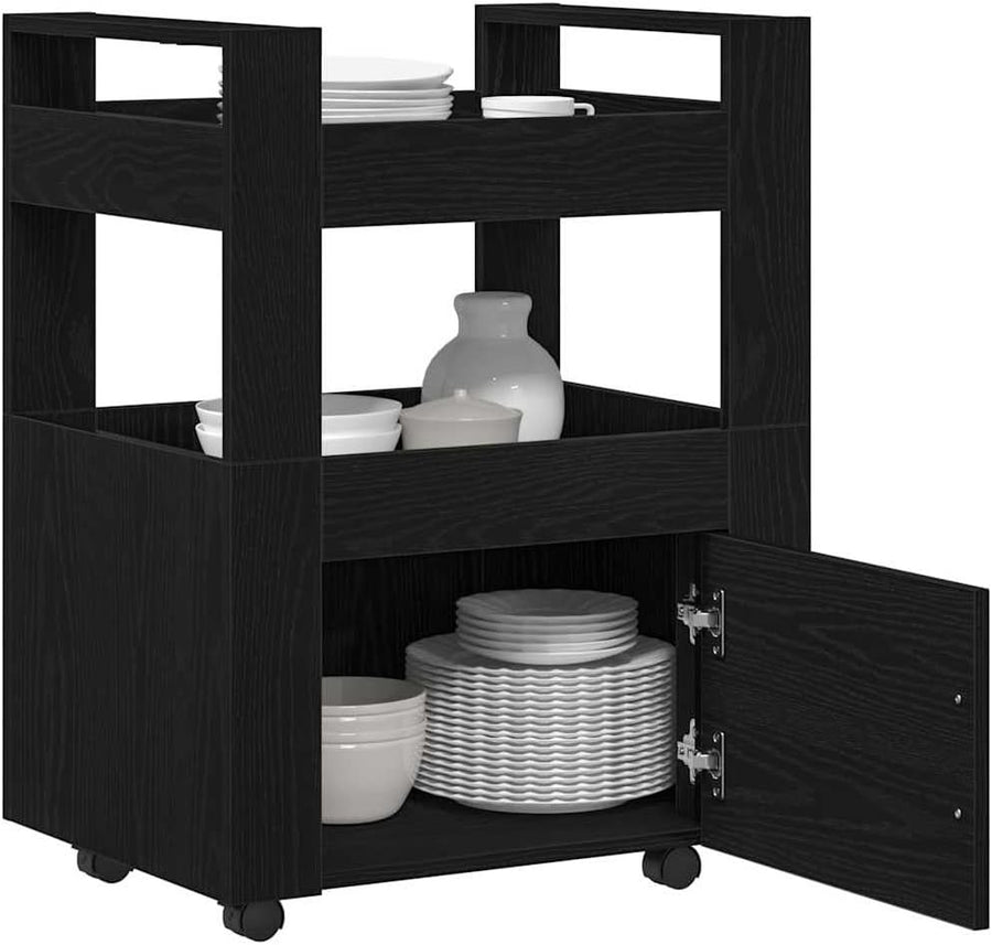 Kitchen Trolley Storage Cart Rolling Utility Cabinet Wood with Wheels