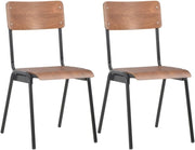 Set of 2 Modern Stackable Dining Chairs Plywood & Steel Brown