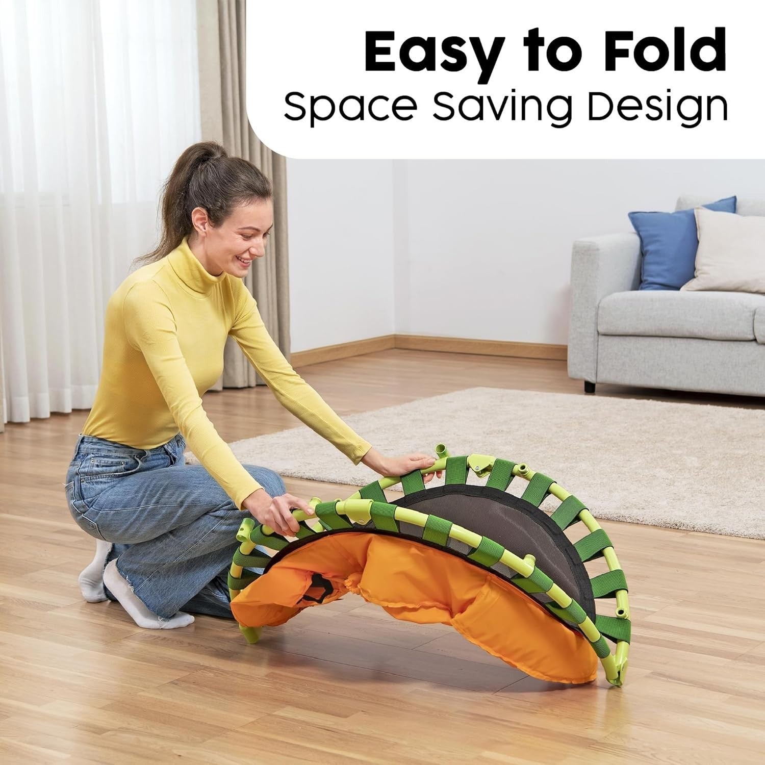 Kids Mini Trampoline 3ft Indoor Bounce with Handlebar Toddler Fitness Play