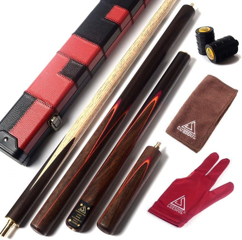 57" 3/4 Joint Ash Snooker Pool Cue 9.5mm Tip Extensions Case