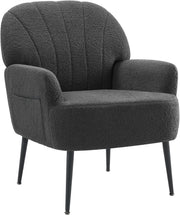 Teddy Fabric Armchair Accent Chair Tub Lounge Seat Grey Metal Legs