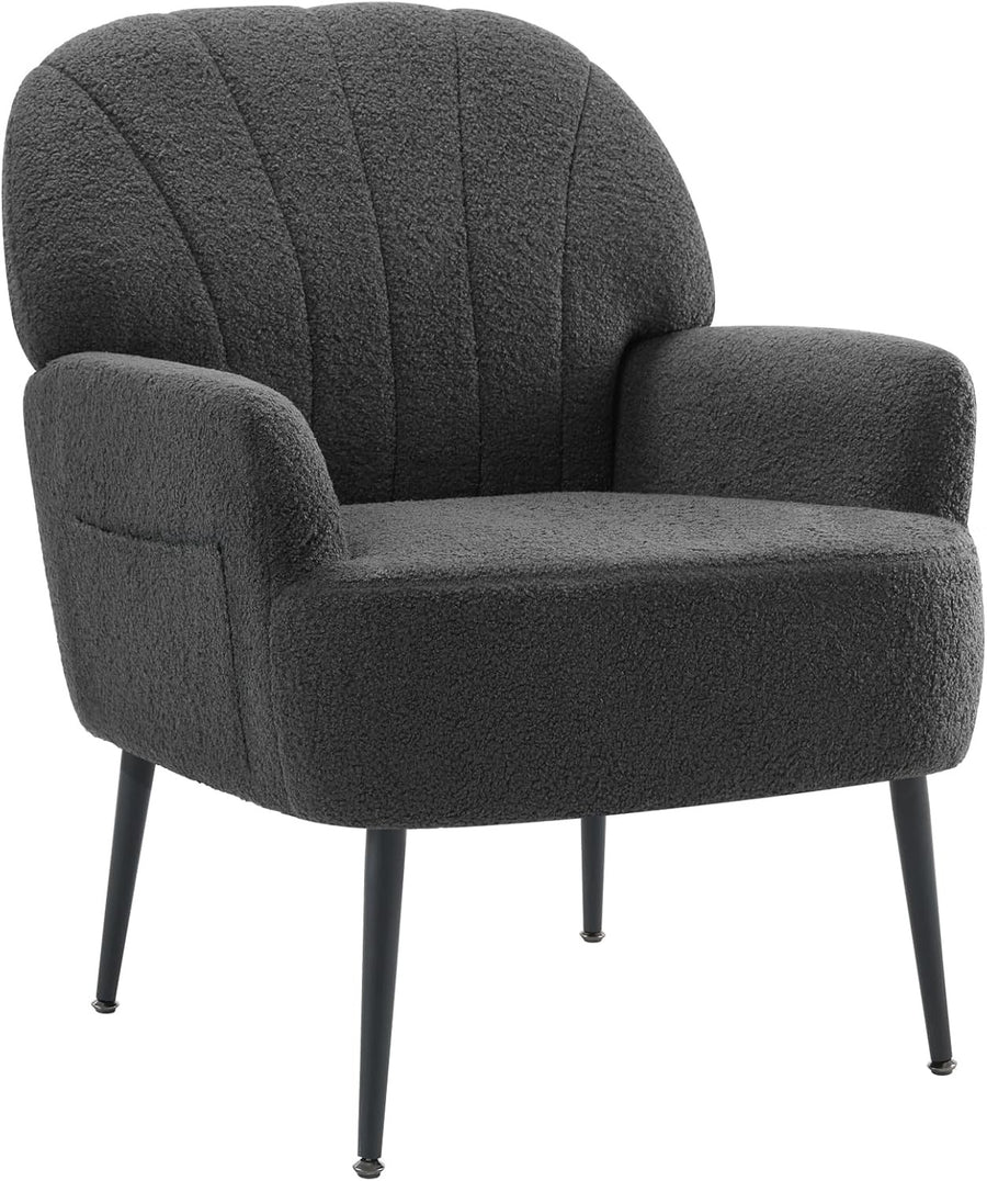 Teddy Fabric Armchair Accent Chair Tub Lounge Seat Grey Metal Legs