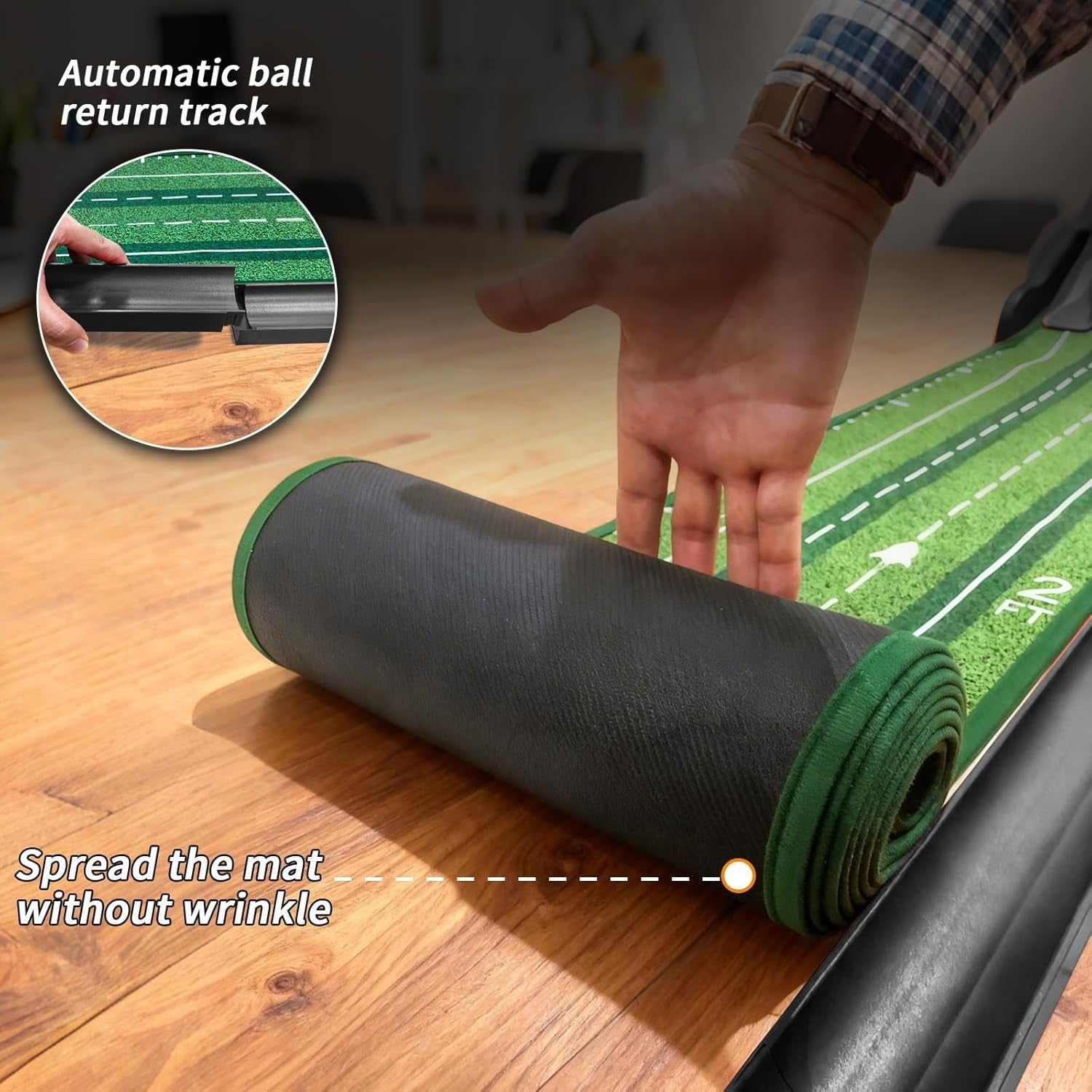 Indoor Golf Putting Mat Auto Ball Return Multi-Track Training Game