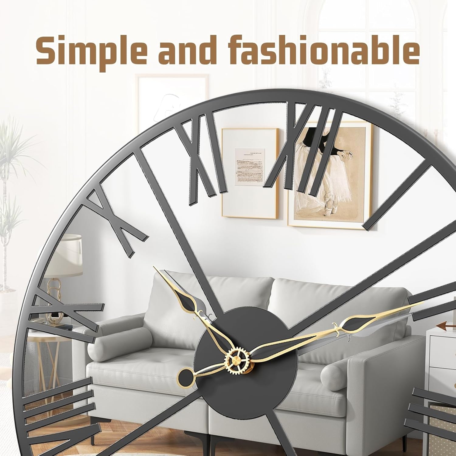 30cm Mirrored Wall Clock – Silent Roman Numeral Metal Frame Modern Design