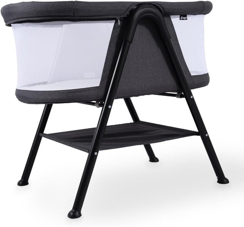 Portable Baby Crib Cot with Mesh Sides Lightweight Foldable Bed Black Graphite