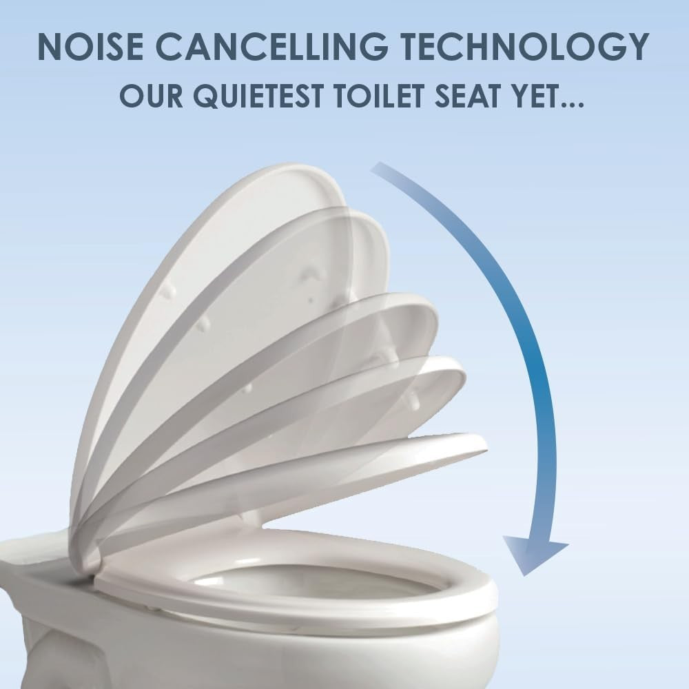 White Duroplast Toilet Seat Soft Close Oval Shape Quick Release Easy Clean