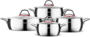 8pc Stainless Steel Induction Cooking Pot Cookware Set with Glass Lids PFOA Free
