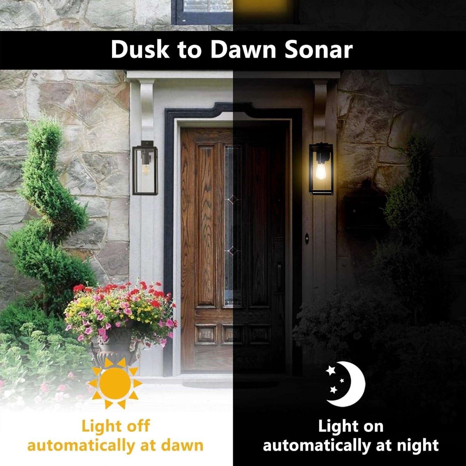 Outdoor Wall Lantern Black Aluminum Porch Light IP44 No Sensor
