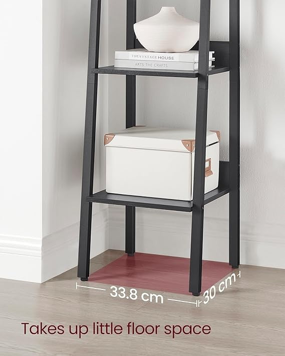 5-Tier Narrow Ladder Shelf Tall Display Storage Unit Industrial Bookcase