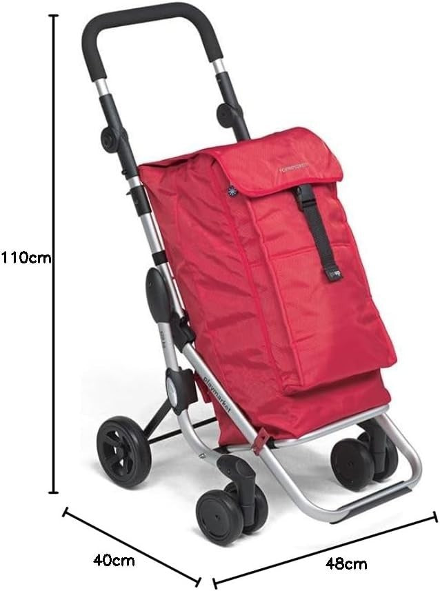 Foppapedretti Go Up Shopping Trolley Red Durable Metal & Rubber Foldable