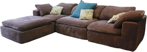Modern L-Shaped 4-Seater Sectional Sofa with Chaise, Reversible Fabric Couch