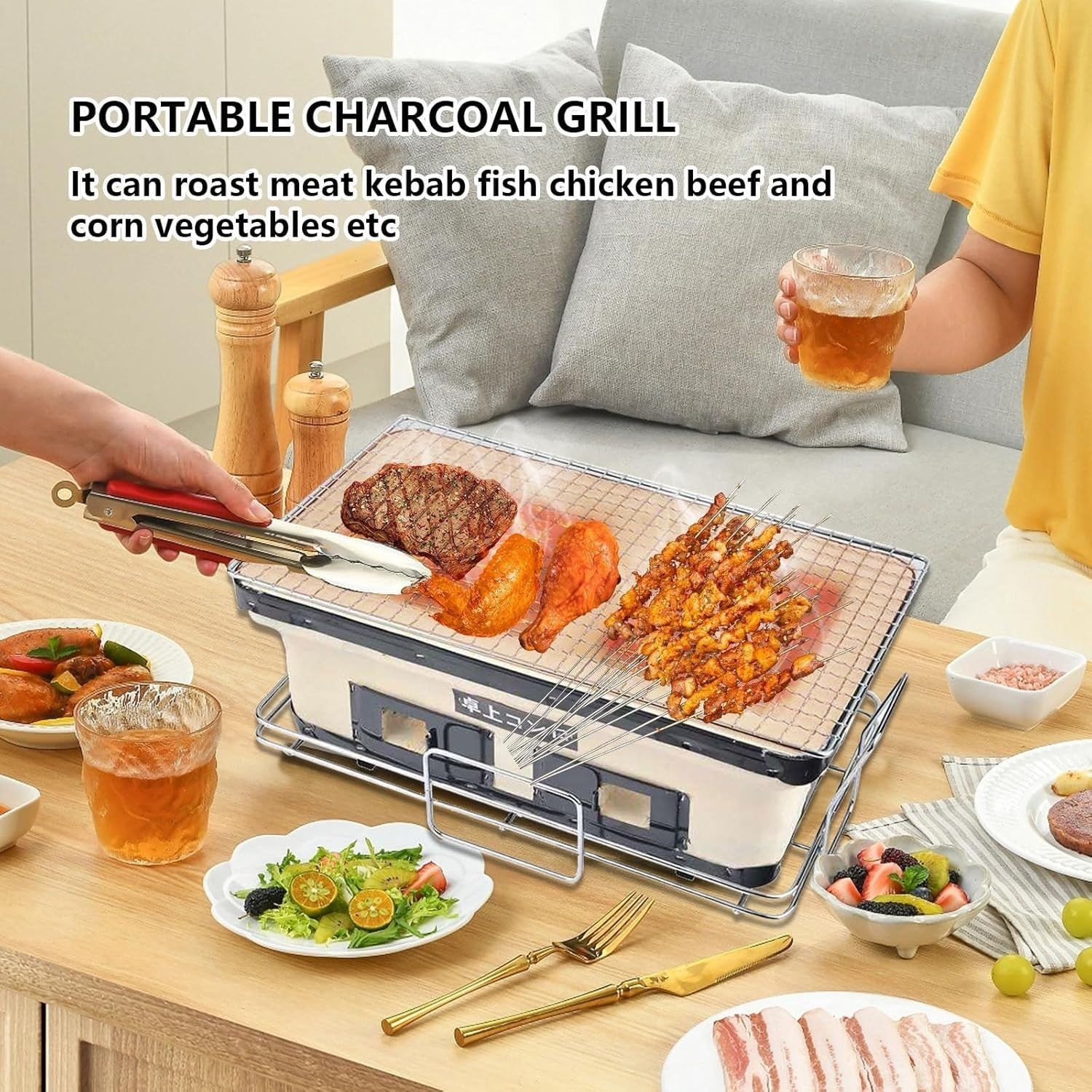 Clay Tabletop Charcoal BBQ Grill Portable Yakitori Japanese Style Stove