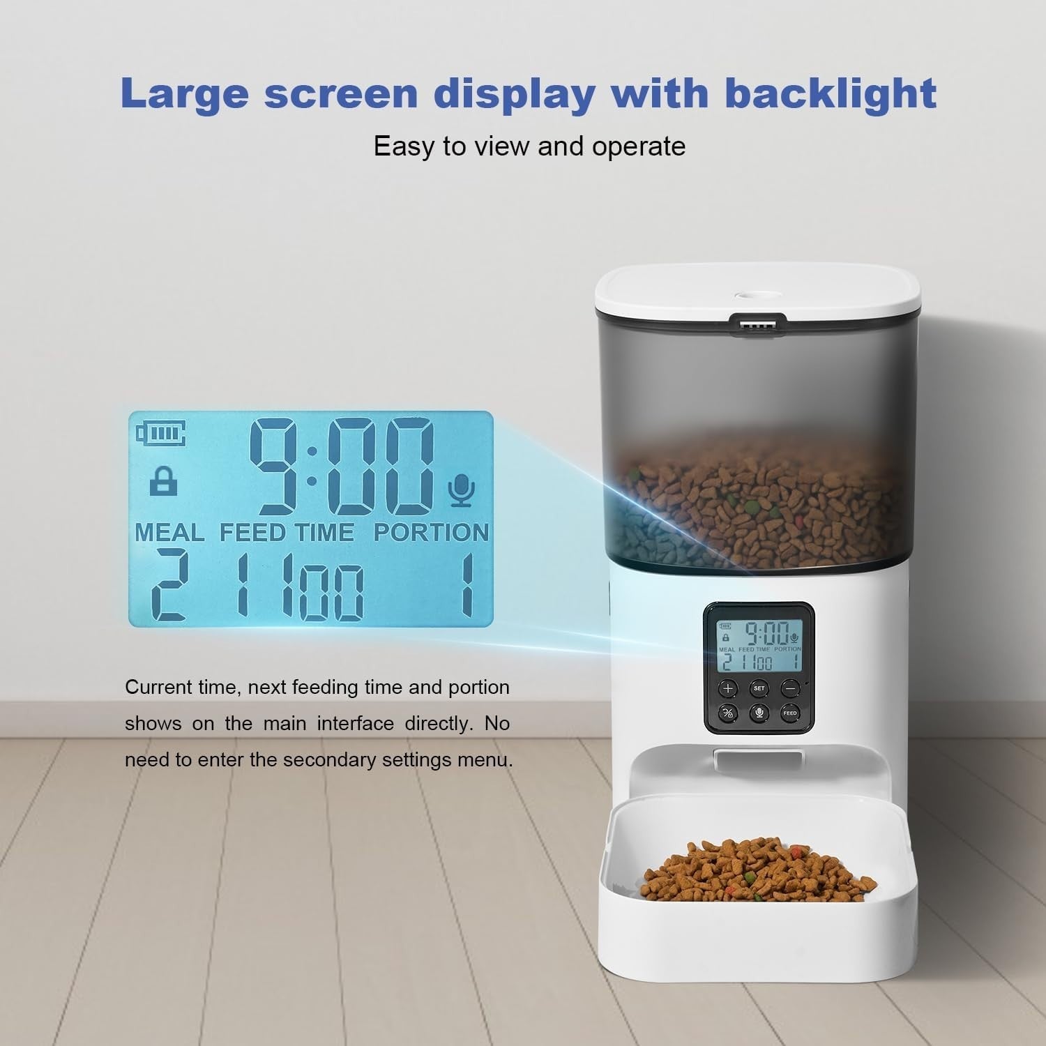 Automatic Cat Feeder 4L Timed Pet Food Dispenser 8 Meals Voice Record