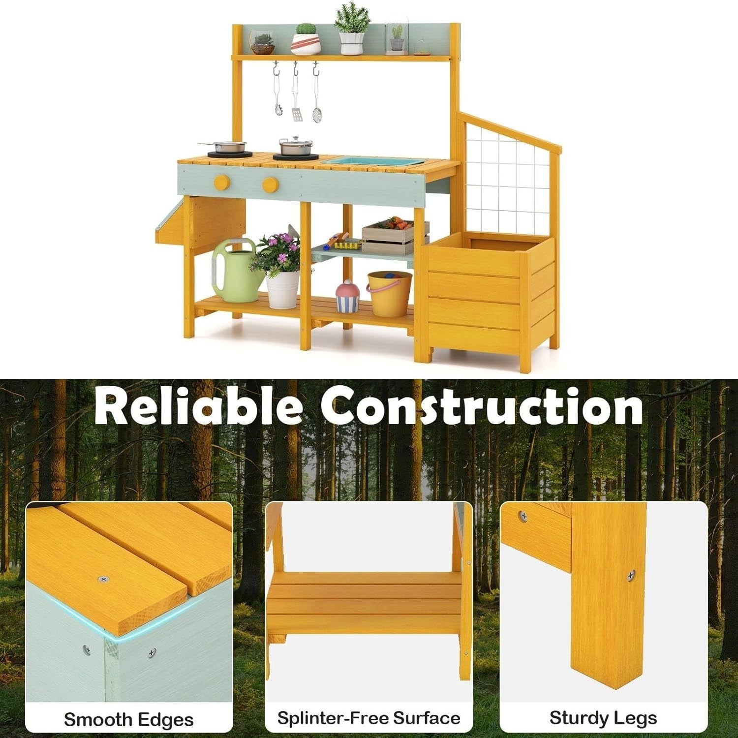 Outdoor Kids Mud Kitchen Garden Potting Bench Wooden Playset Toy