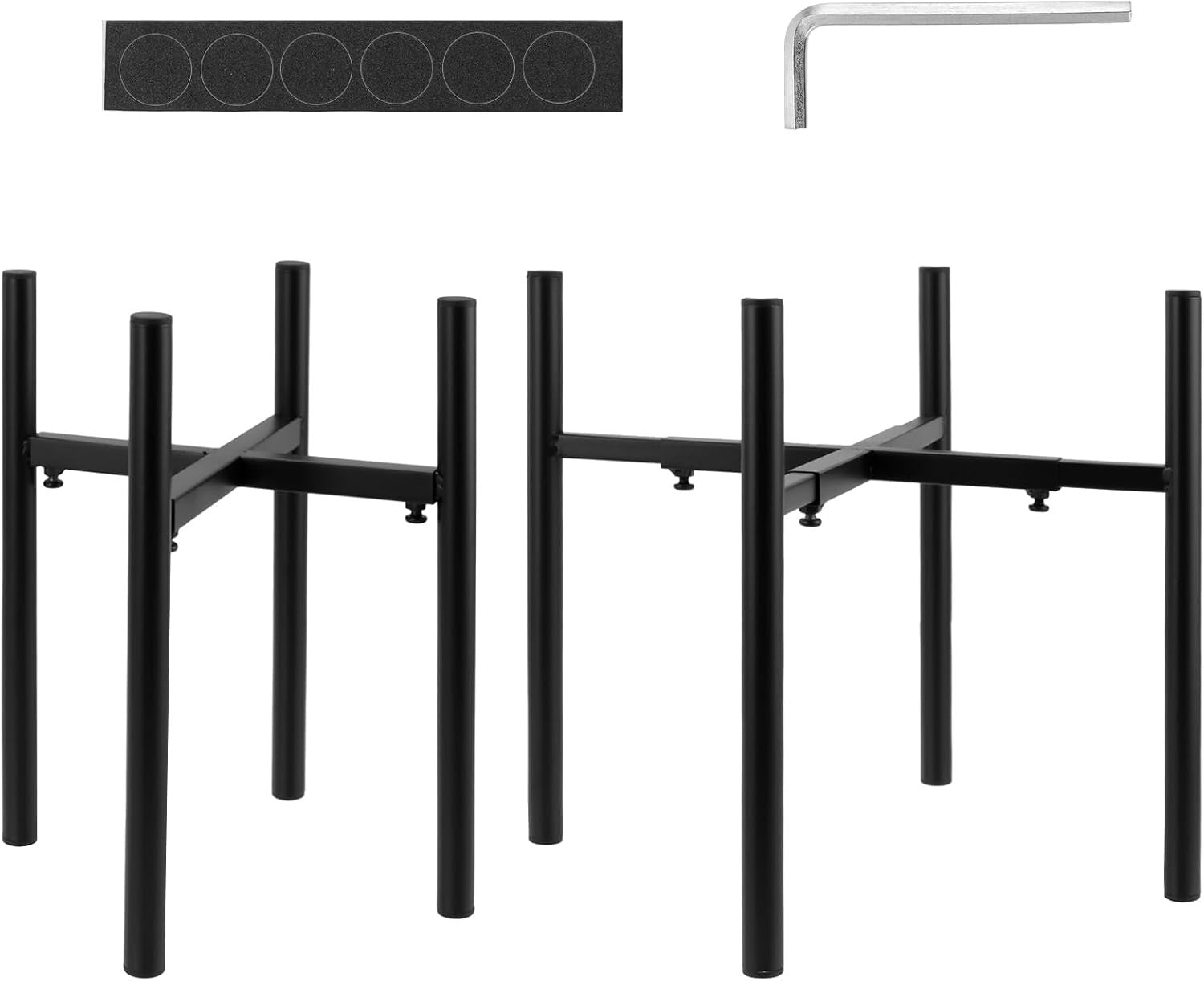 2 Pack Adjustable Metal Plant Stands Black Indoor Outdoor Flower Pot Holders