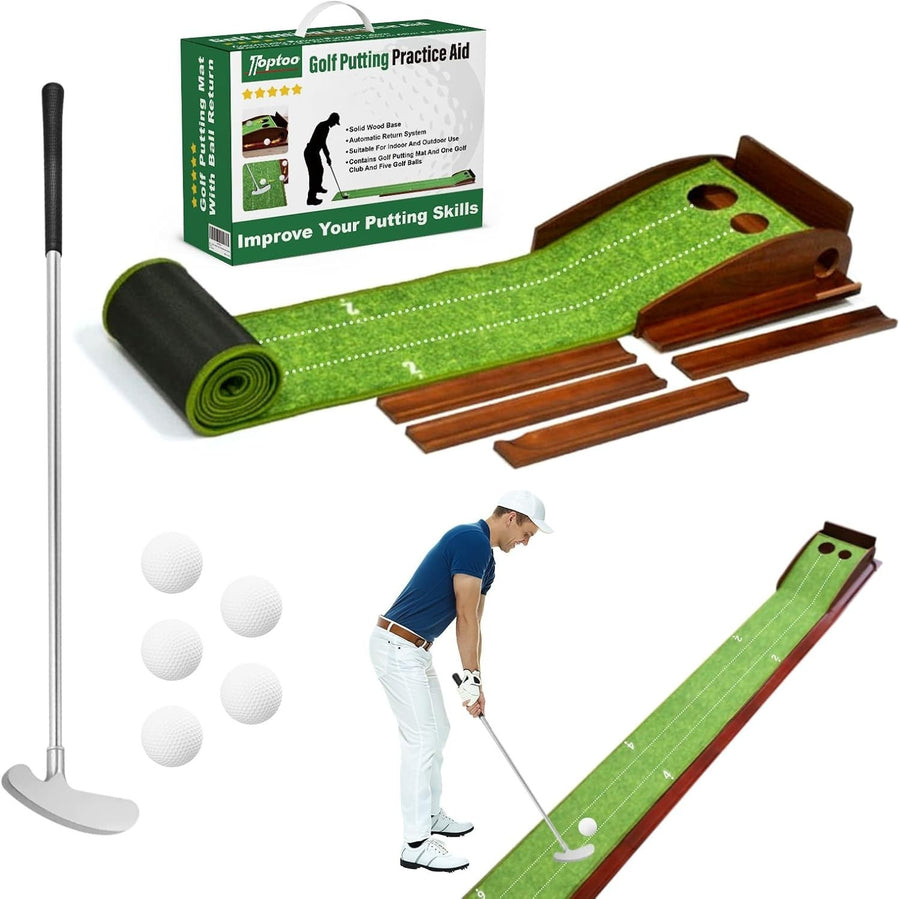 Golf Putting Mat Ball Return Practice Green Indoor Outdoor 9.84ft Se