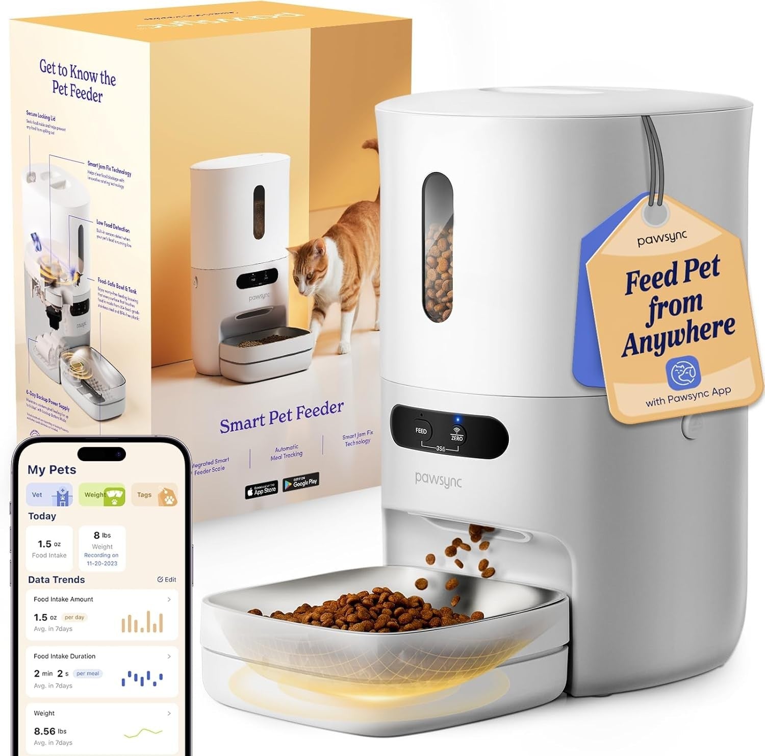 Smart Pet Feeder WiFi App Control Scale 3.6L Auto Cat Dog Feeder