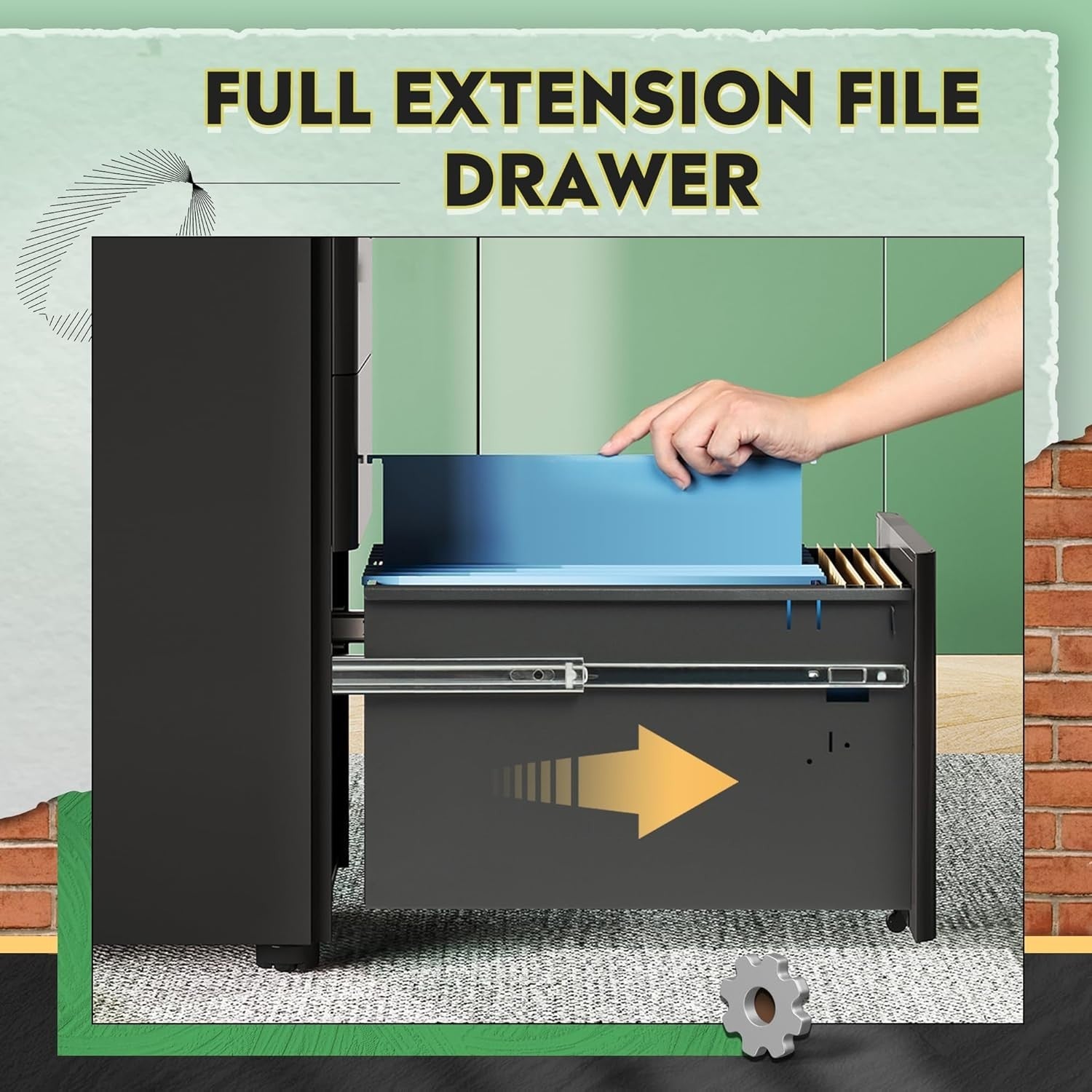 Black 3 Drawer Lockable File Cabinet 45x30x59cm Mobile Steel