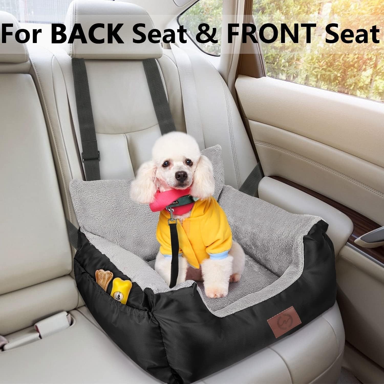 Dog Car Booster Seat Waterproof Plush Travel Bed Safety Leash 16kg
