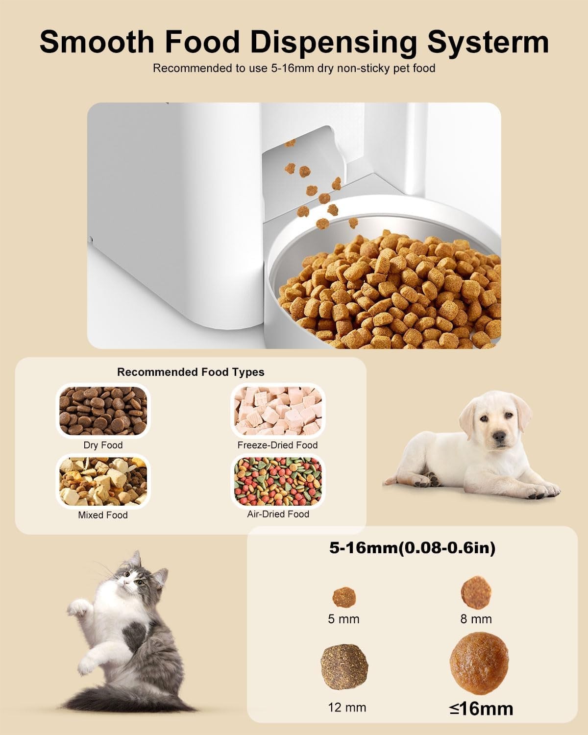 Smart Pet Feeder with 2K Camera WiFi App Control 4L Auto Food Dispenser