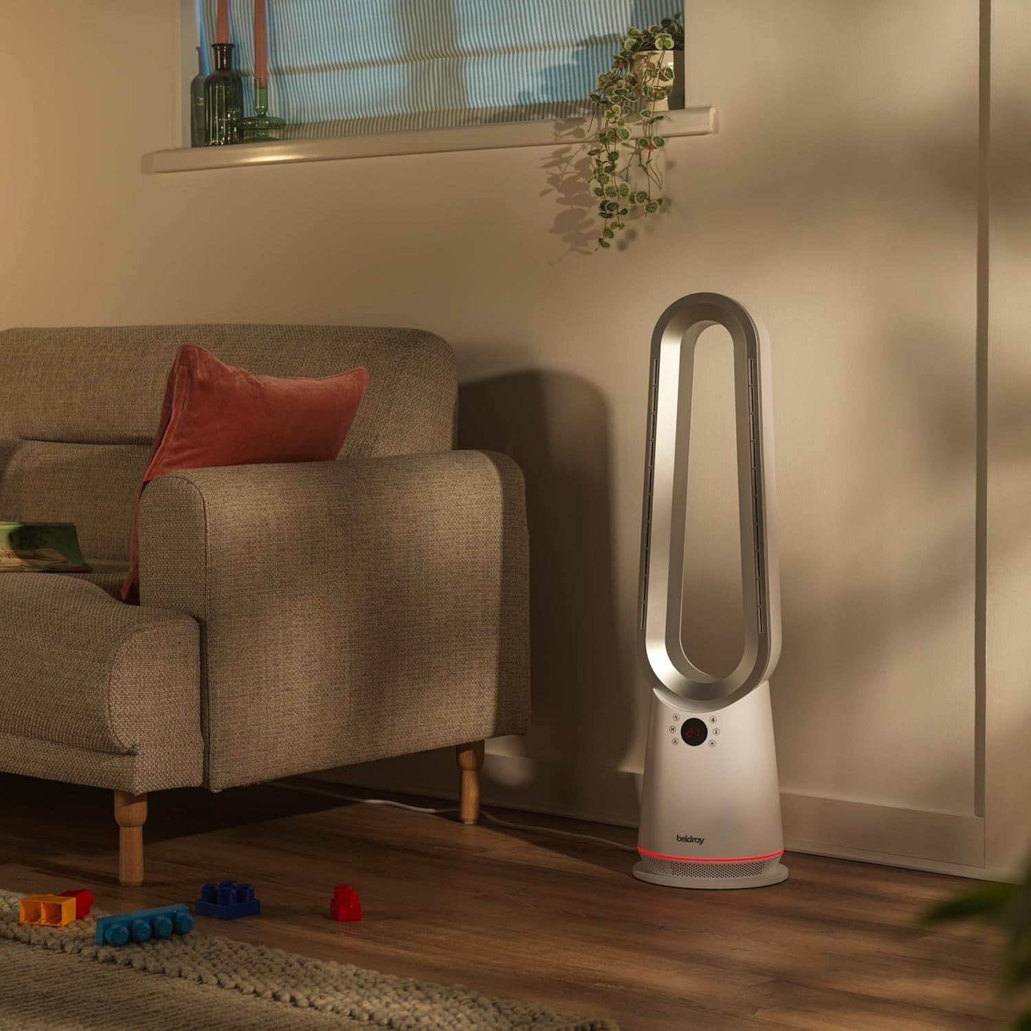 2-in-1 Bladeless Tower Fan – Cooling & Heating 9-Speed Remote LED Display 2000W
