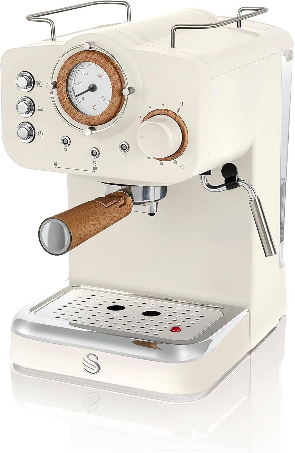 Premium Espresso Coffee Machine 15 Bar Pressure Milk Frother Retro Design 1.2L