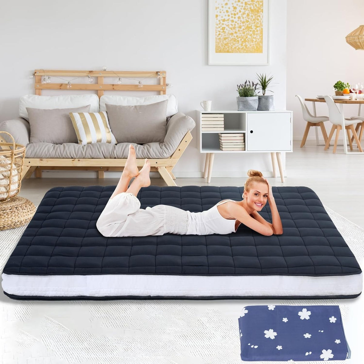 10cm Memory Foam Foldable Futon Mattress | Portable Japanese Tatami Bed