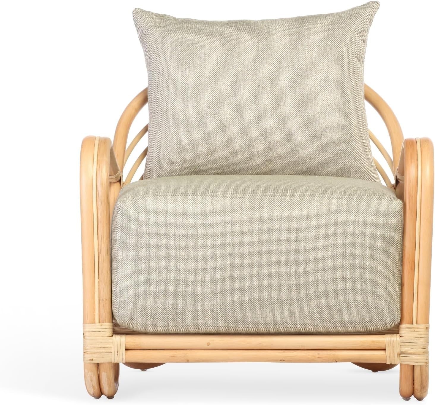 Luxury Rattan Accent Armchair Indoor Woven Chair for Bedroom Living Room