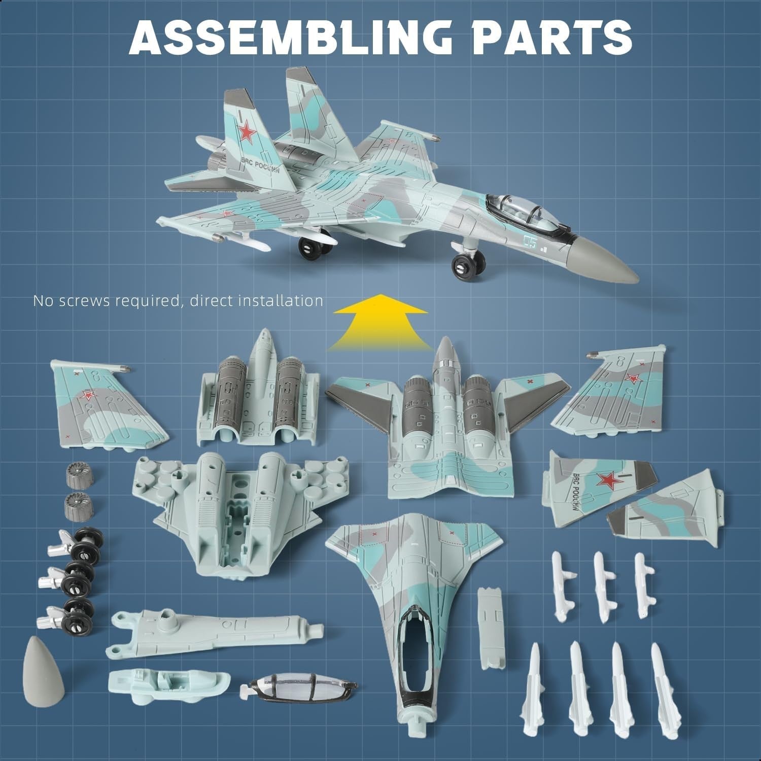 1:100 Scale SU-35S Fighter Jet Model Kit – Realistic Build, Moveable Parts