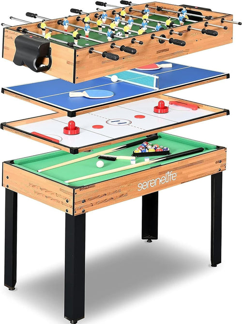 4-in-1 Multi Game Table Air Hockey Pool Foosball Ping Pong