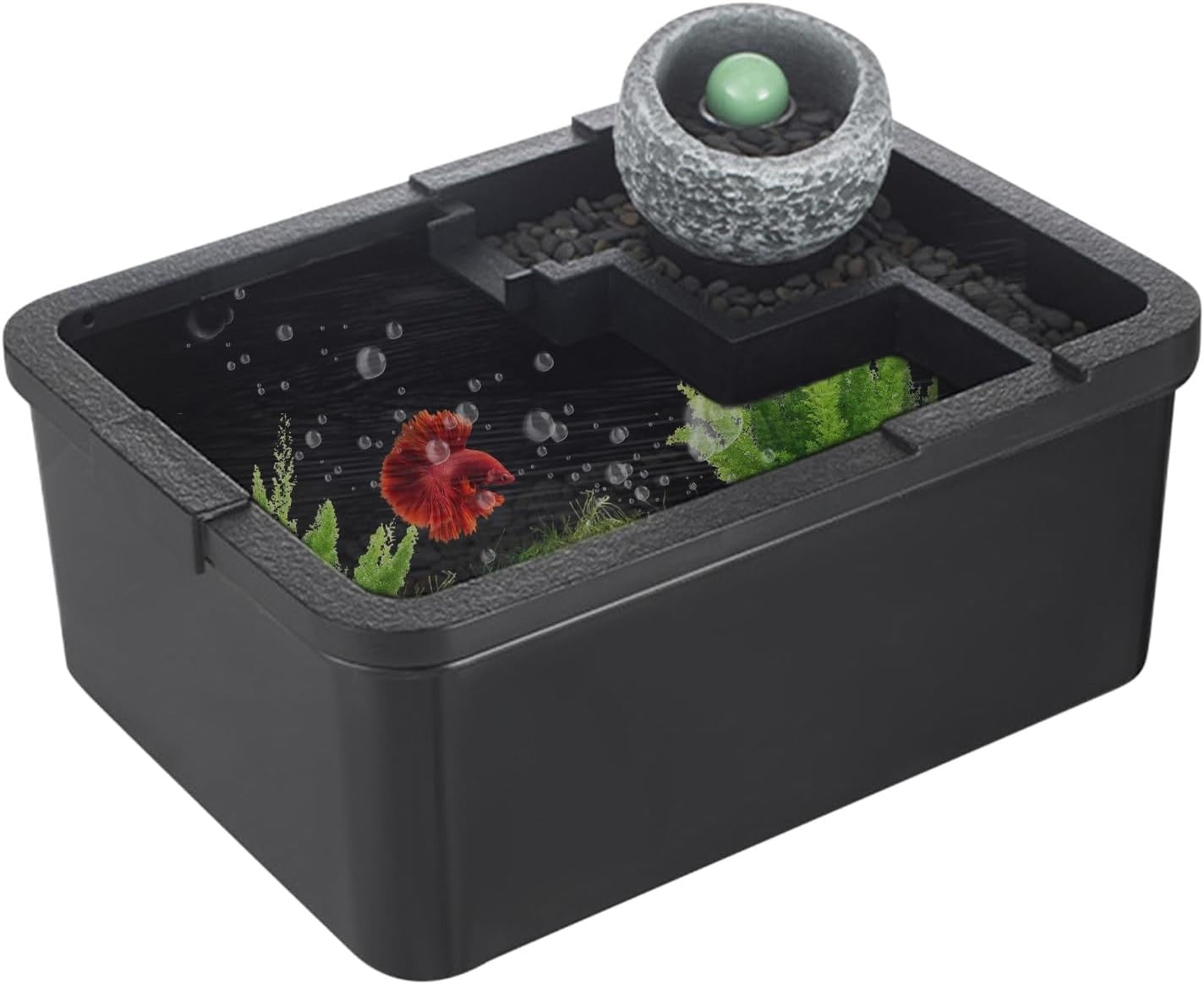 Mini Desktop Fish Tank with USB Pump & LED Light for Shrimp, Jellyfish