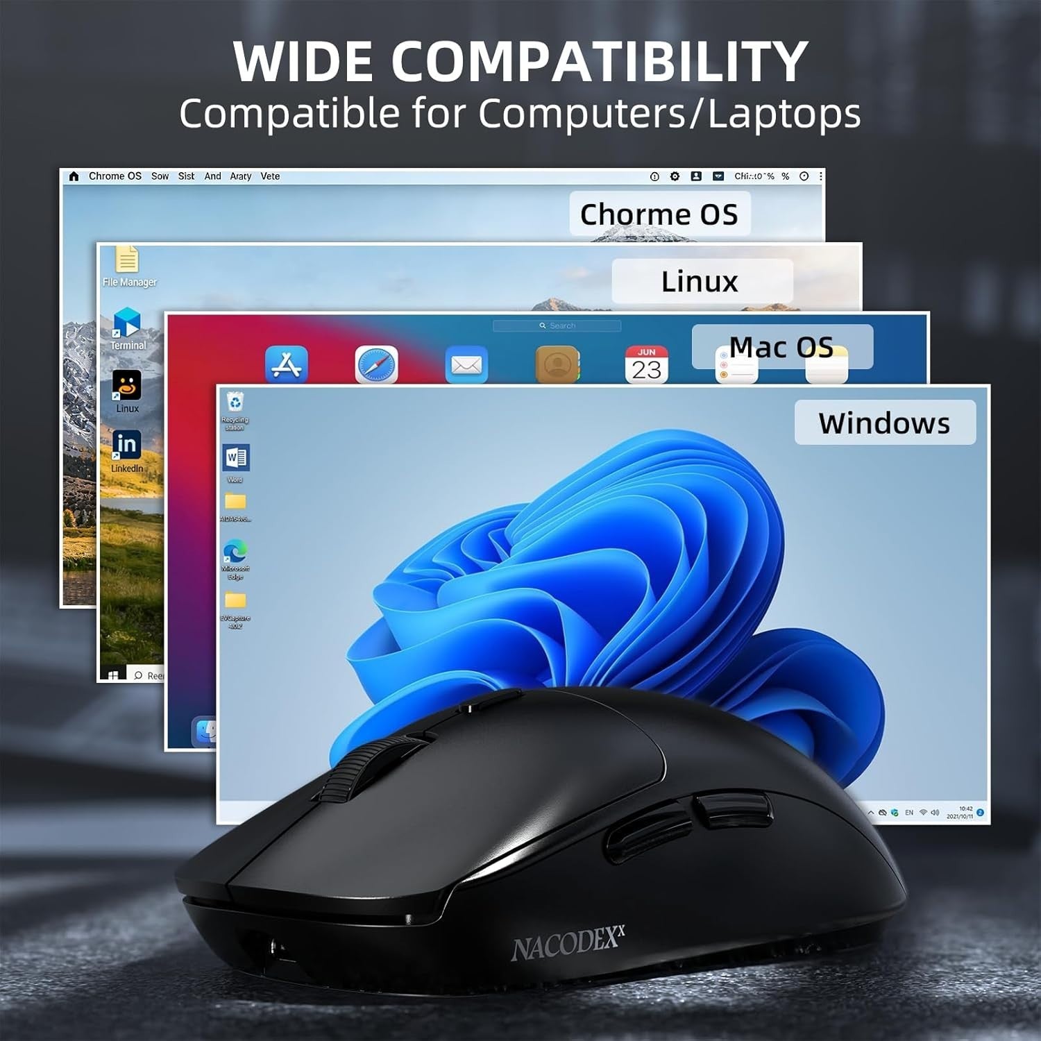 Wireless Gaming Mouse 12800 DPI Superlight 67g BT 2.4G USB-C