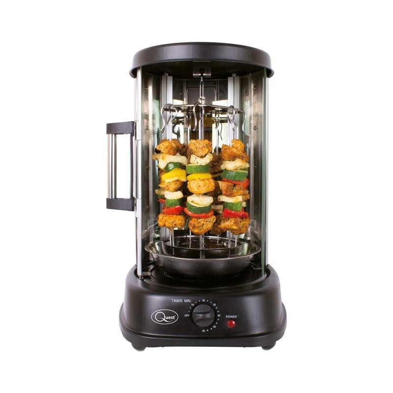 Quest 10 Skewer Rotating Kebab Grill Machine 800W Indoor BBQ Cooker Timer