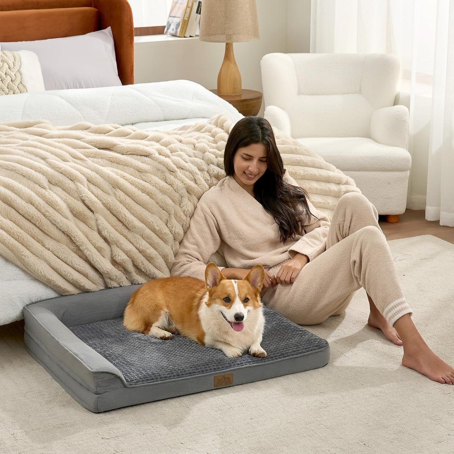 Large Orthopedic Dog Bed L Shape Sofa Washable Anti Slip
