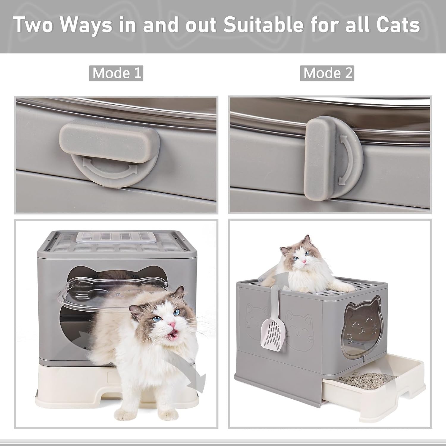 XL Hooded Cat Litter Box Covered Enclosed Tray Drawer Odor Control