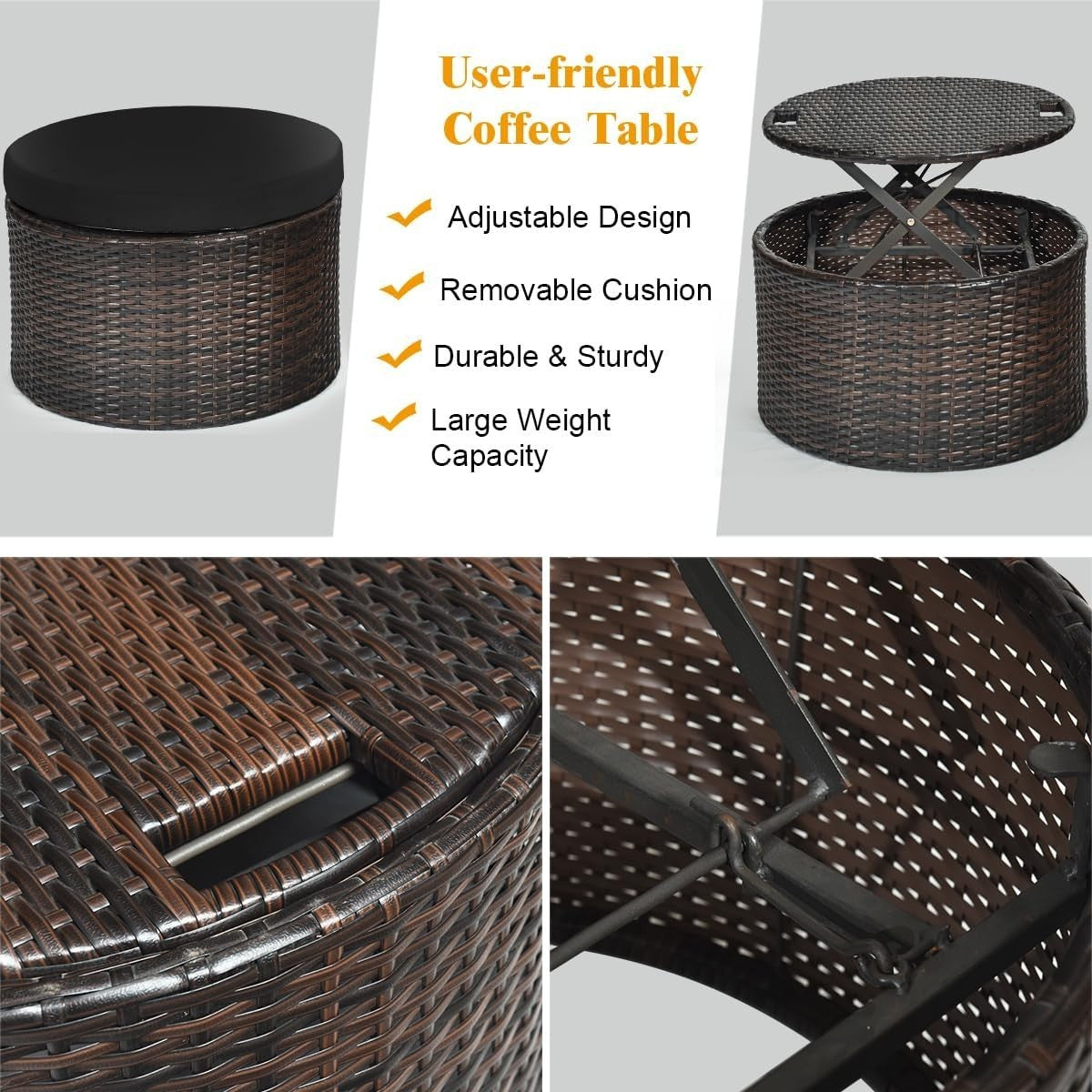 5PC Rattan Garden Daybed Set 190×177×146cm | Canopy & Coffee Table