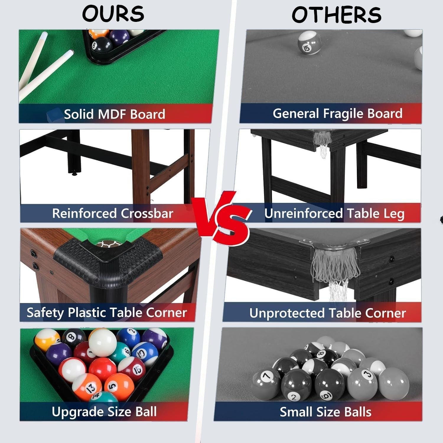 4FT Home Billiards Game Table Wooden Snooker Set for Kids Adults