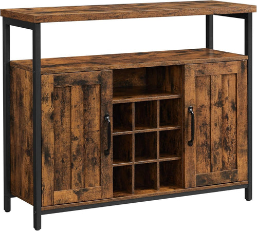 Rustic Sideboard Cabinet Wine Rack Buffet Table Storage for Kitchen Bar