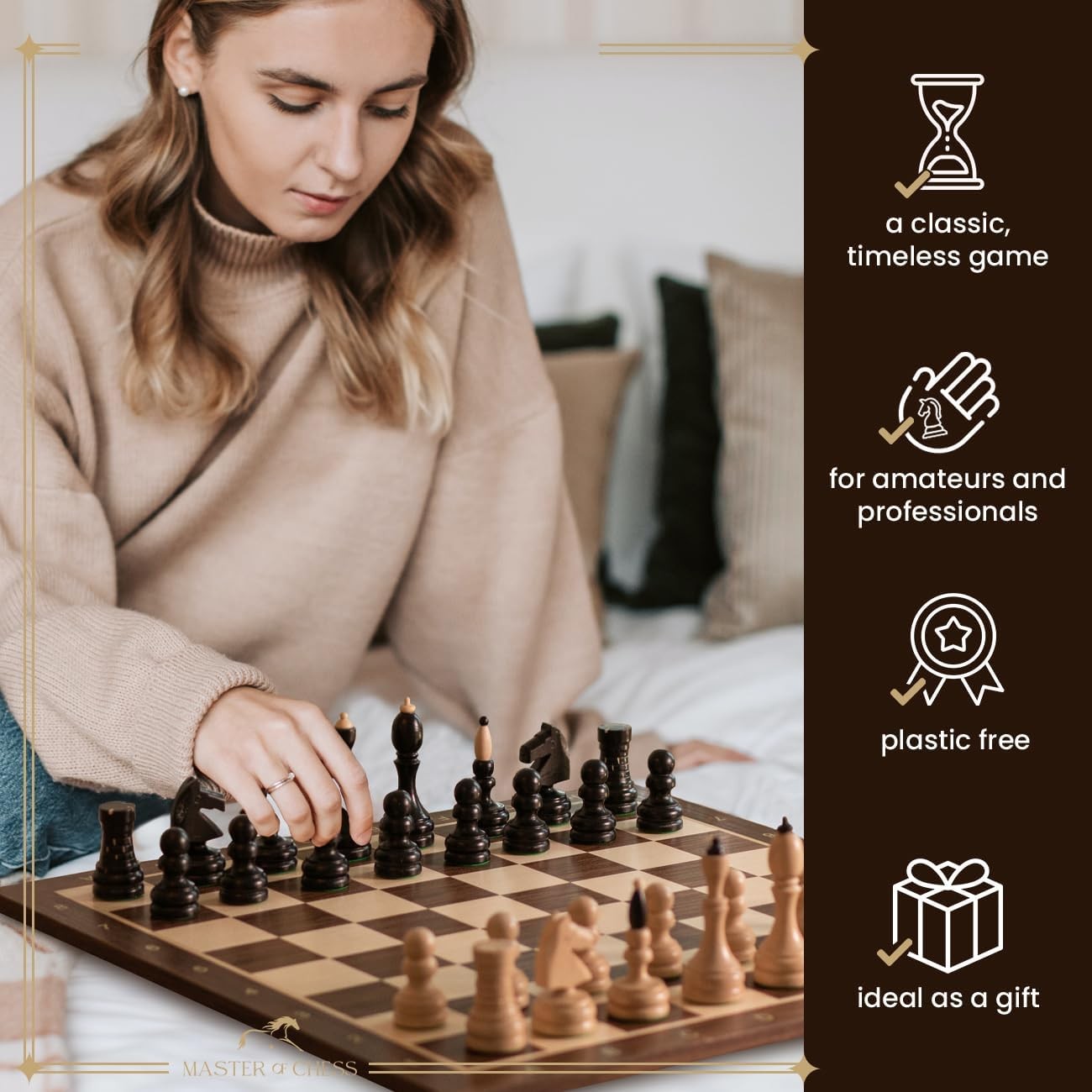Staunton Tournament Wooden Chess Pieces Set with Storage Box | Weighted 100mm Ki