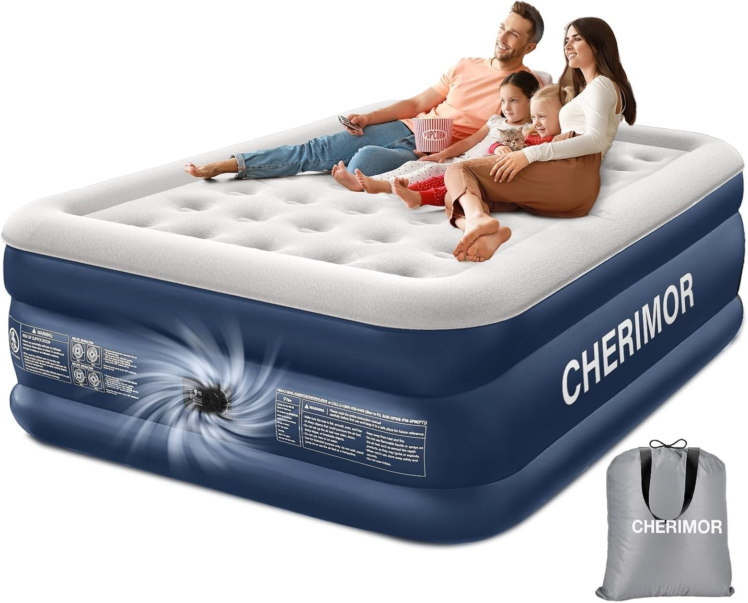 Queen Air Bed with Built-In Pump, Quick Inflate, Leakproof, 800lb Capacity