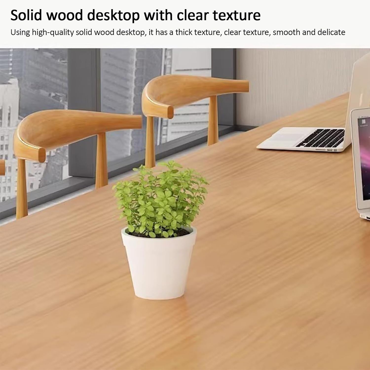 55" Solid Wood Oval Conference Table – Modern Meeting Desk w/ Steel Legs