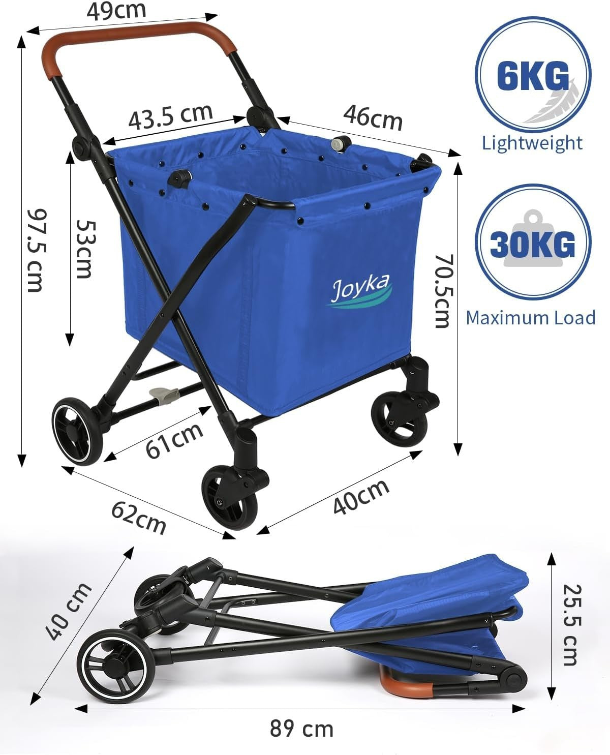 Heavy Duty Shopping Trolley Large Capacity Foldable Cart