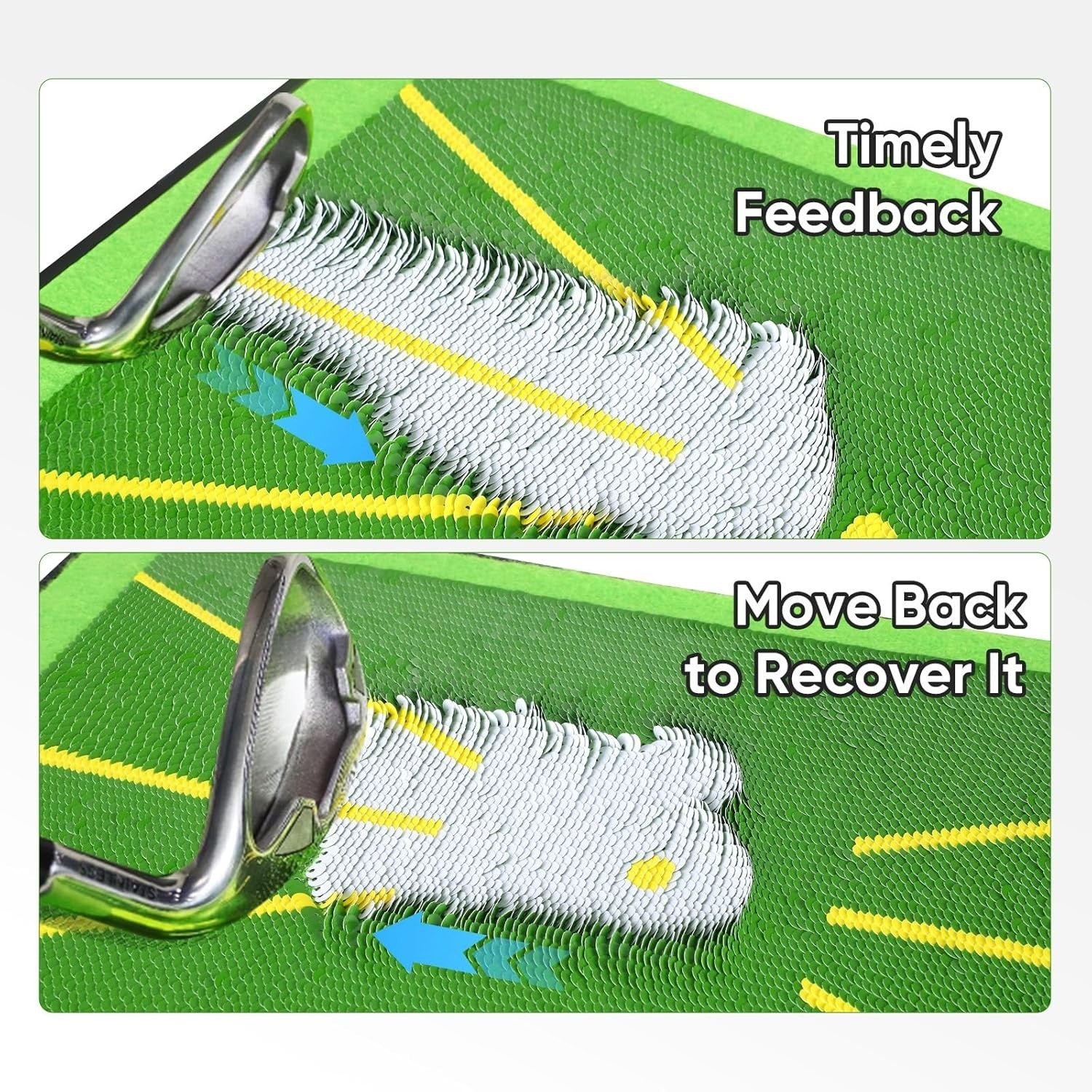 Golf Swing Mat 2 Pack Practice Hitting Mat with Anti Slip Base