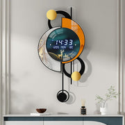 Modern LED Digital Wall Clock Silent Time Temp Display 34x67cm USB Battery