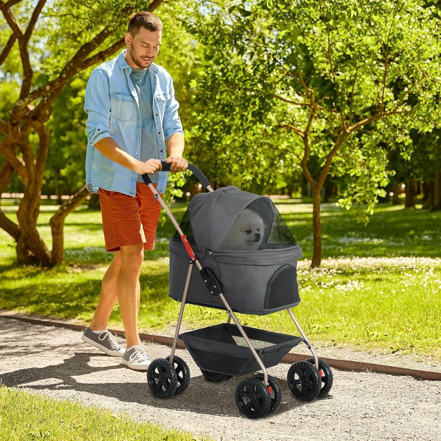 3 in 1 Pet Stroller Dog Cat Pushchair Detachable Carrier Foldable Travel