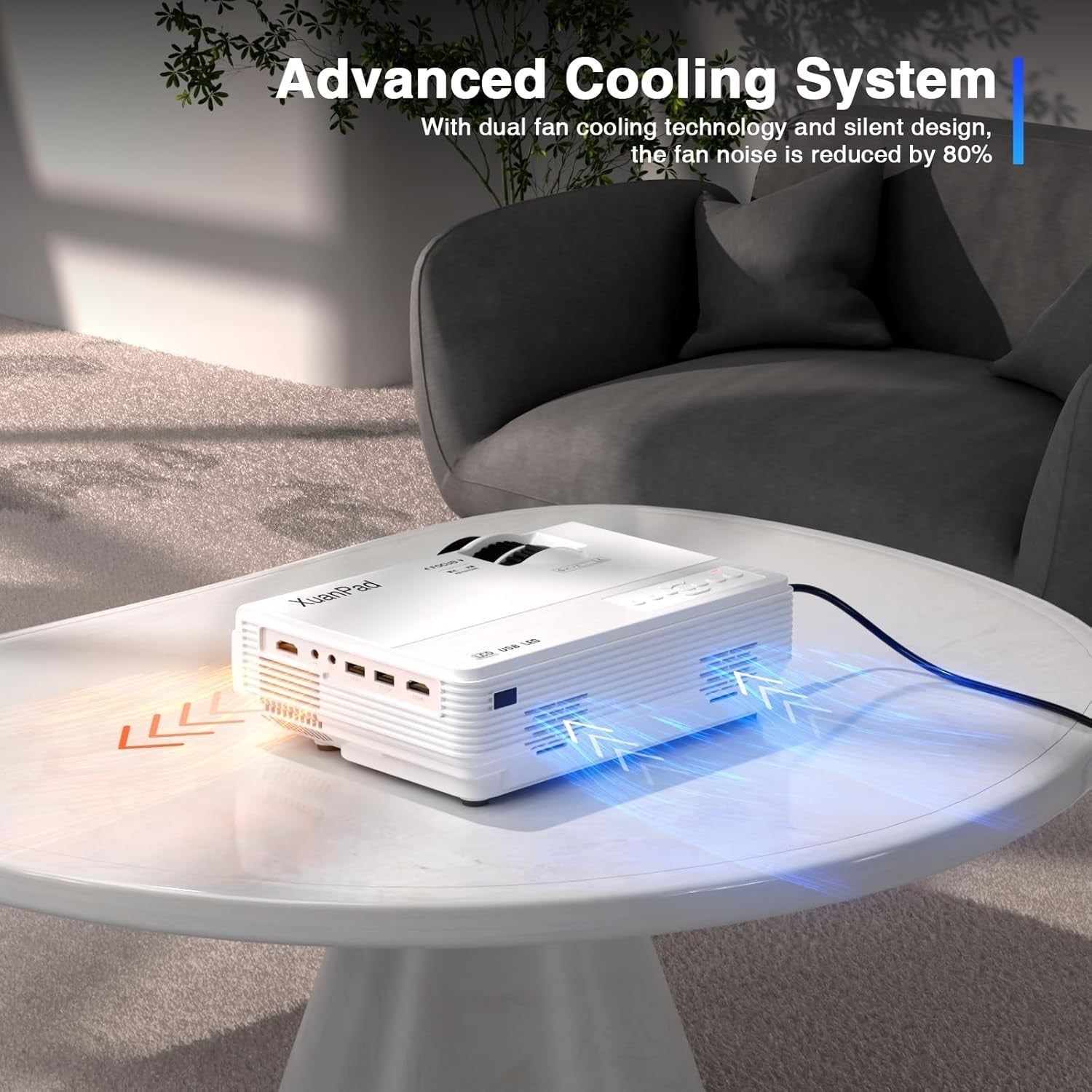 1080P WiFi Bluetooth Mini Projector 20000 Lumens Portable Home Cinema